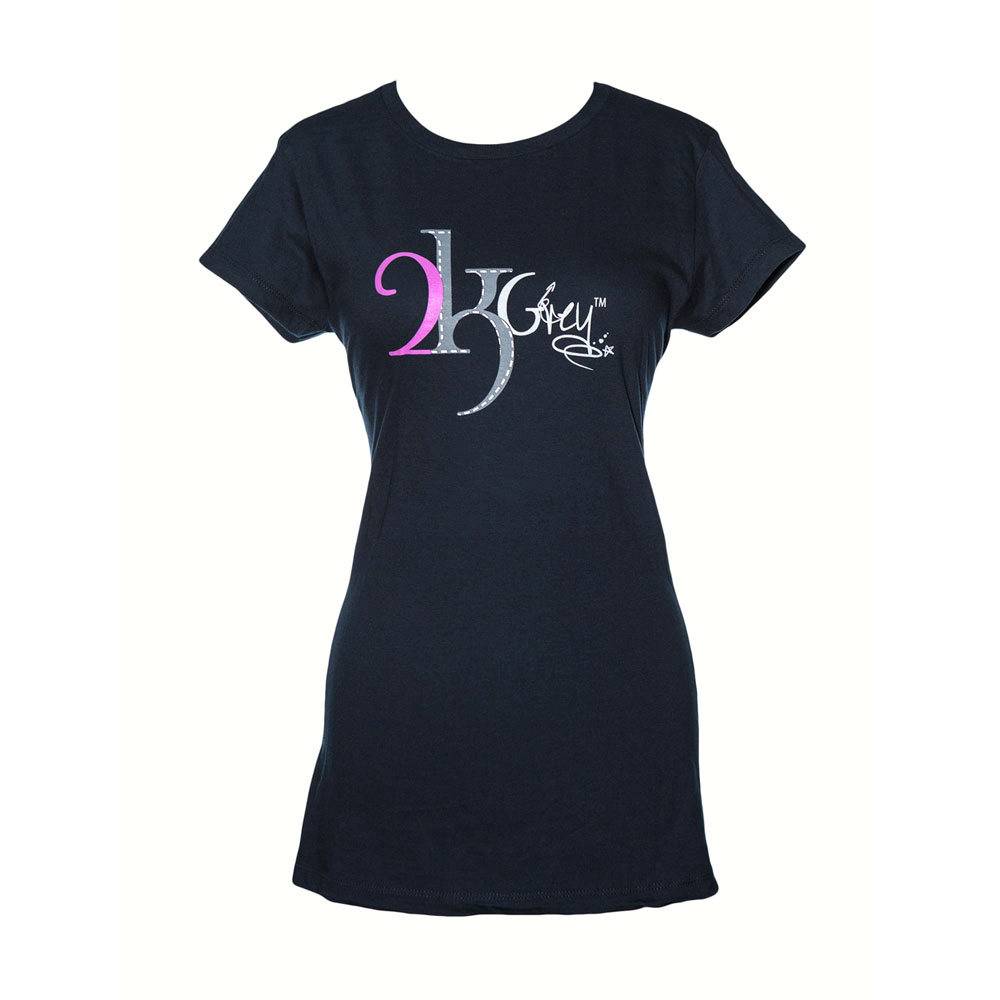 2kGrey Ladies Navy Logo Tee Shirt