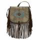 AMERICAN WEST Pueblo Moon Fringe Crossbody Flap Bag - Charcoal Brown