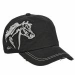 AWST Int'l Lila 3D Horse Head Cap- Distressed Black