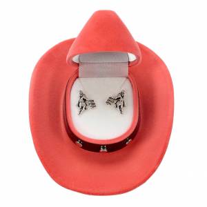 AWST Int'l Barrel Racer Earrings with Colorful Cowboy Hat Gift Box