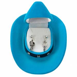 AWST Int'l Western Spurs Earrings with Colorful Cowboy Hat Gift Box