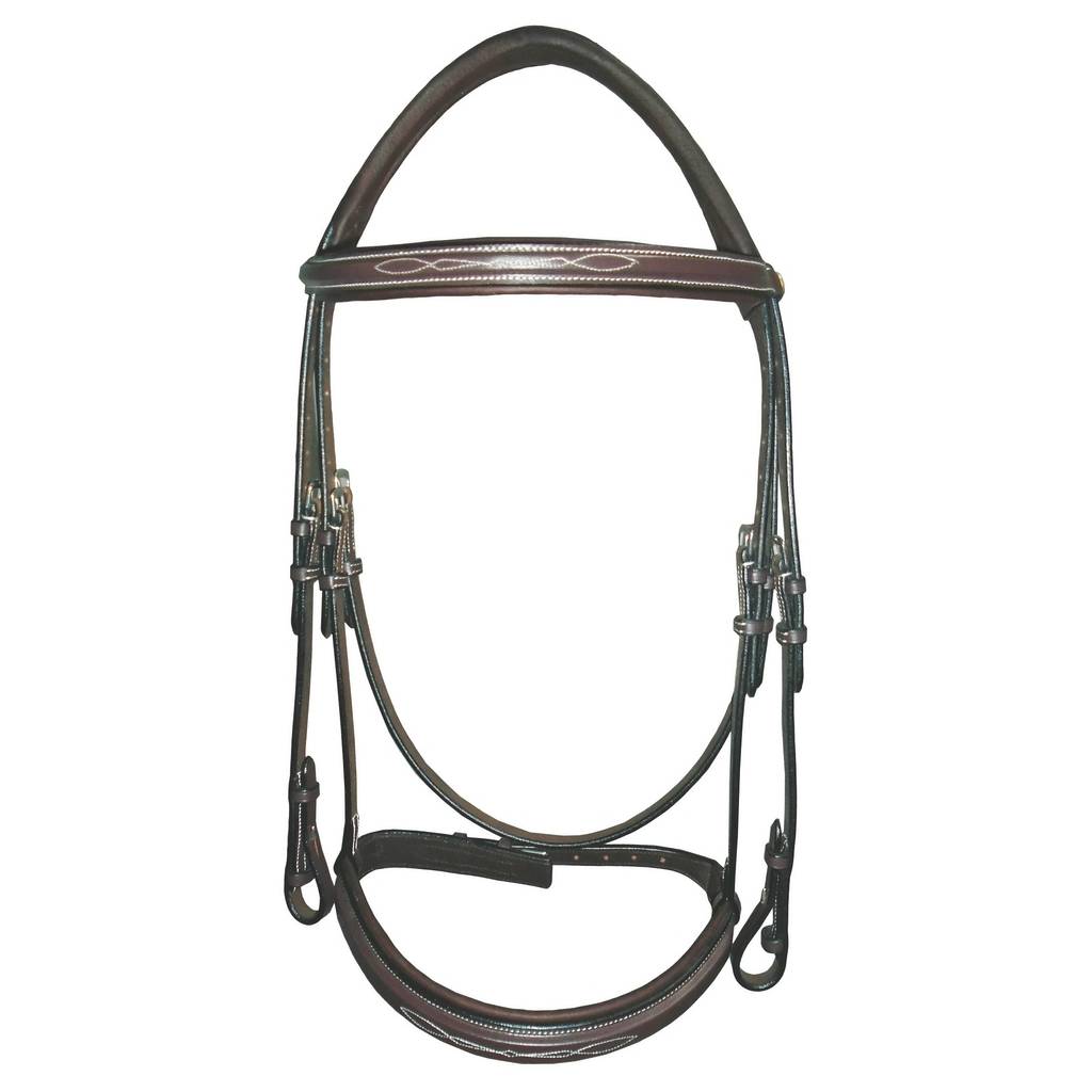 Henri de Rivel Mono Crown Bridle with Padded Wide Noseband with Laced Reins