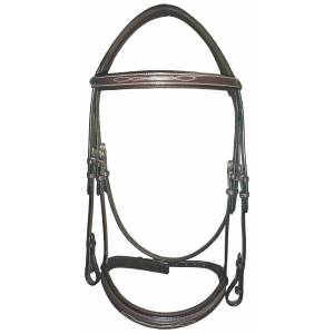 Henri de Rivel Mono Crown Bridle with  Padded Wide Noseband with Laced Reins