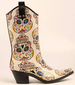 Women's sugar skull rain hot sale boots