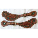 Western Spur Strap Two Tone Floral Stamped Design