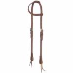 Tough-1 Double Stitched Harness Leather Single Ear Headstall W/Tie Ends