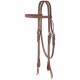 Tough-1 Double Stitched Harness Leather Browband Headstall W/Tie Ends