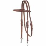 Tough-1 Harness Leather Browband Headstall With Snap Ends