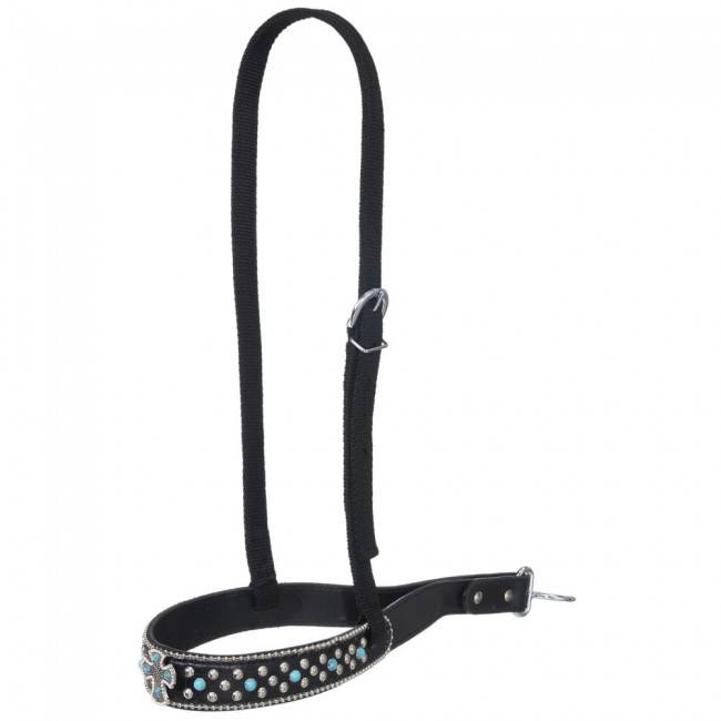 Tough-1 Starlight Collection Noseband With  Turquoise Cross Conchos