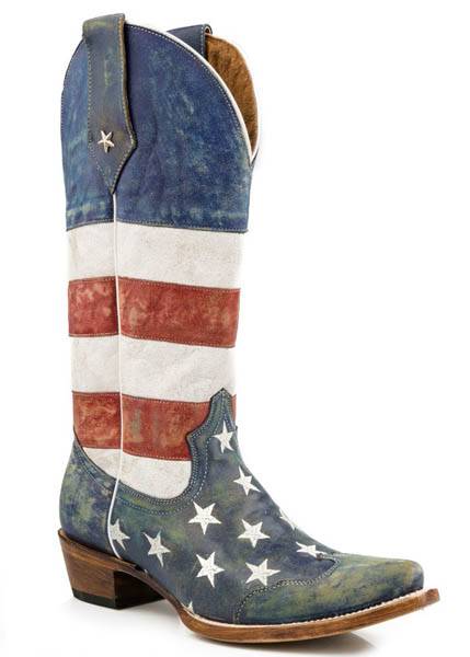 Roper Ladies Americana Flag Snip Toe Western Boot