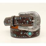 Ariat Girls Floral Overlay Diamond Concho Belt And Buckle