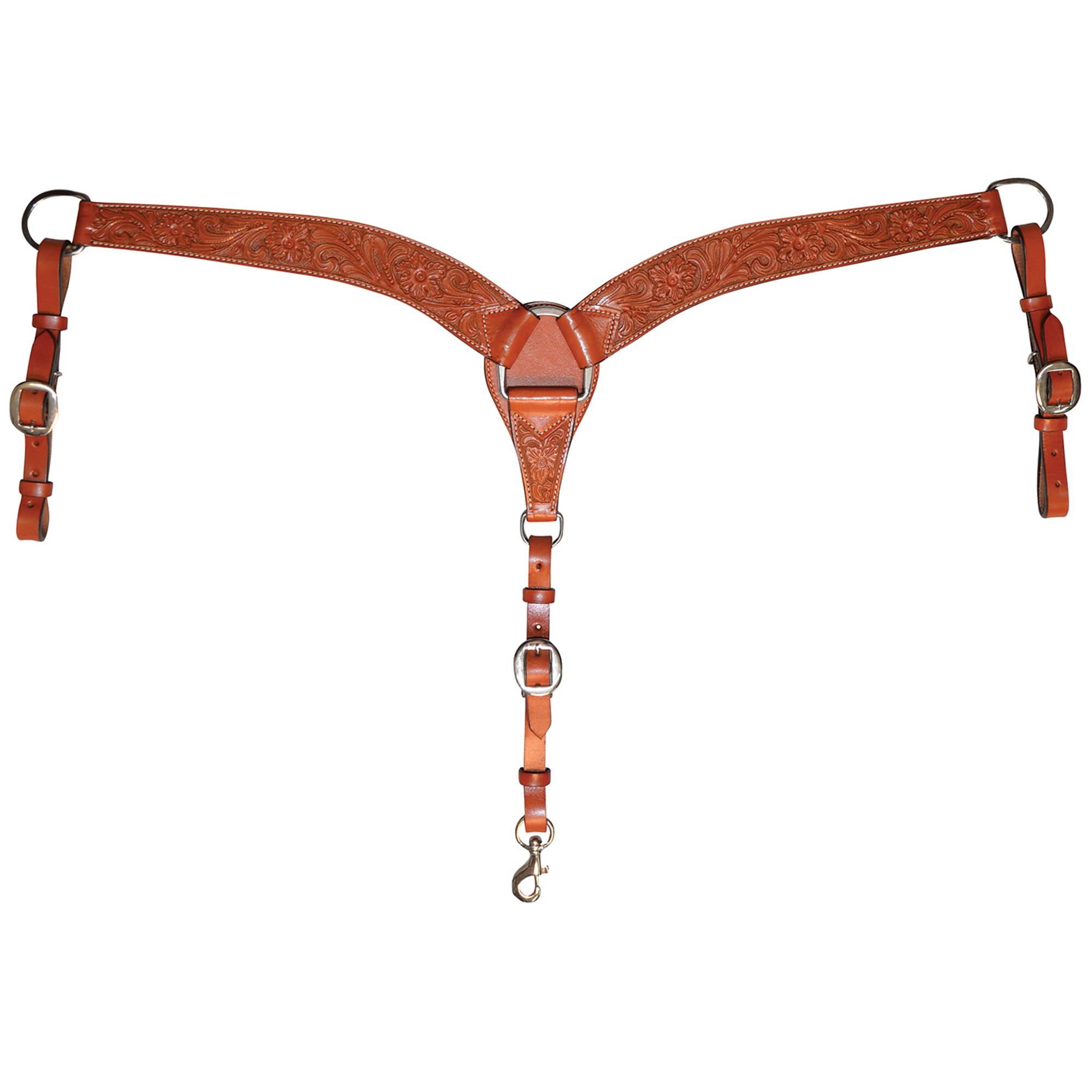 Circle Y Shaped Floral Tooled Breast Collar
