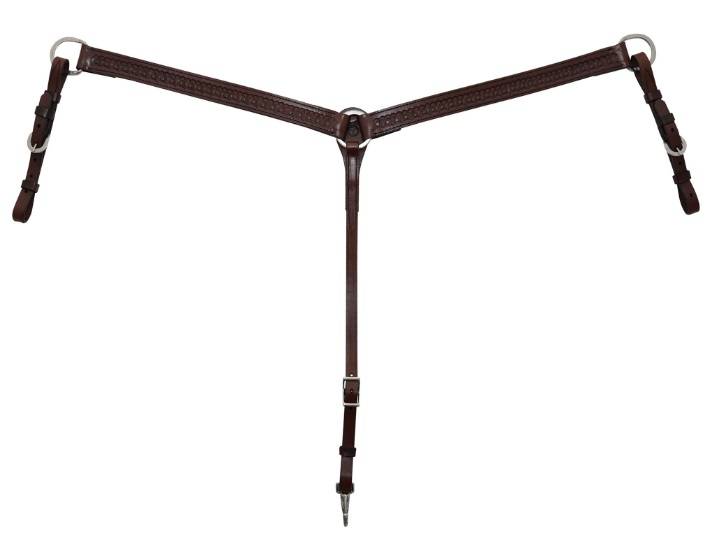 Circle Y Straight Border Tooled Breast Collar