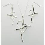 Western Edge Cross My Heart Crystal Earrings And Necklace Set