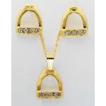 Western Edge Crystal Accent Stirrup Earrings And Necklace Set