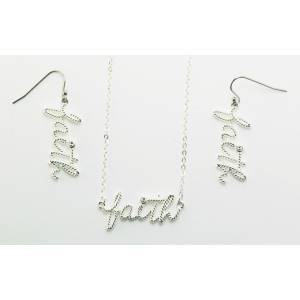 Western Edge Faith Crystal Rope Earrings And Necklace Set