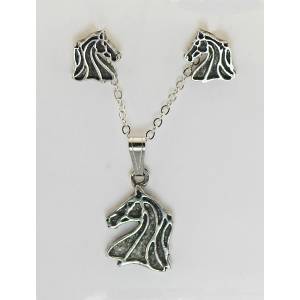 Western Edge Free Form Horeshead Earrings And Necklace Set