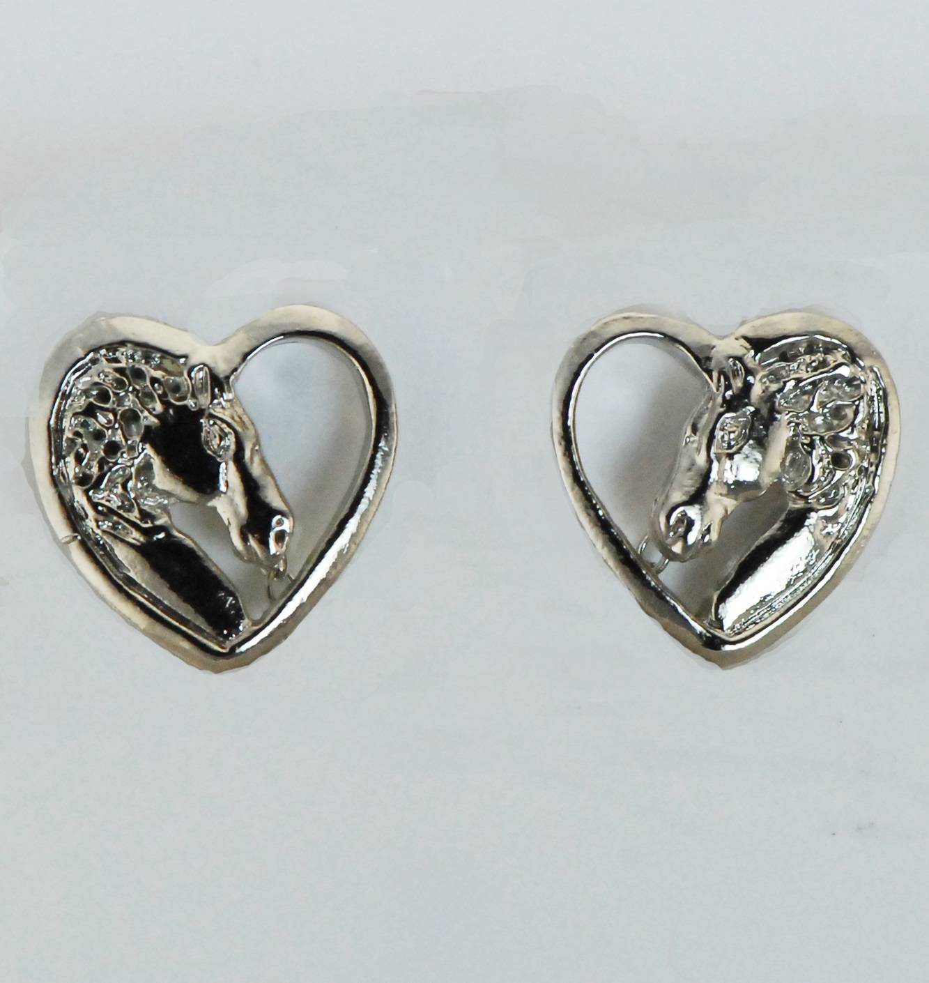 Western Edge Horsehead In Heart Earrings