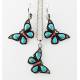 Western Edge Imitation Stone Butterfly Dangle Earring And Necklace Set