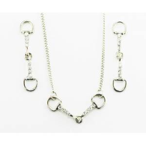 Western Edge Snaffle Bit With Crystal Stones Earrings And Necklace Set