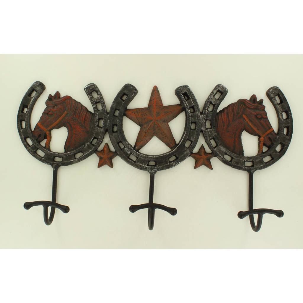 3 Horse Shoe Hooks Wall Decor