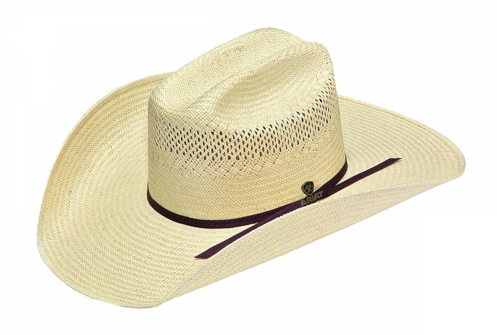 Ariat Mens 10X Straw Western Hat with 2 Cord Hat Band HorseLoverZ