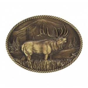 Montana Silversmiths Sculpted Wild Elk Heritage Attitude Buckle