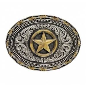 Montana Silversmiths Rope & Barb Wire Impressions Lone Star Attitude Buckle