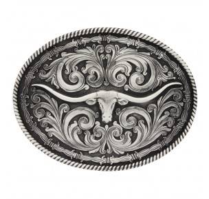 Montana Silversmiths Rope n Barb Wire Longhorn Impressions Attitude Buckle