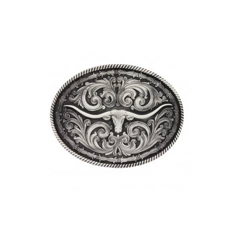 Montana Silversmiths Rope n Barb Wire Longhorn Impressions Attitude Buckle