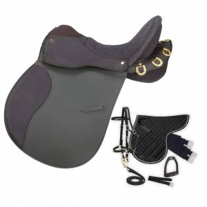 Eclipse by Tough 1 Pro Am Synthetic Trail/Endurance Saddle With Horn - 6 Piece