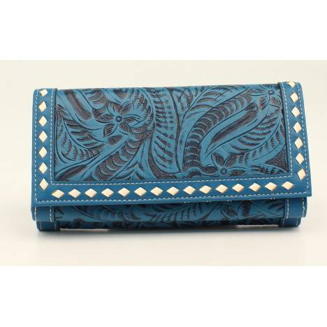 Nocona Nora Floral Embossed Stitched Flapover Zip Wallet