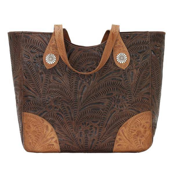 American West Annies Secret Collection Large Hand Tooled Zip Top Conceal Carry Bag