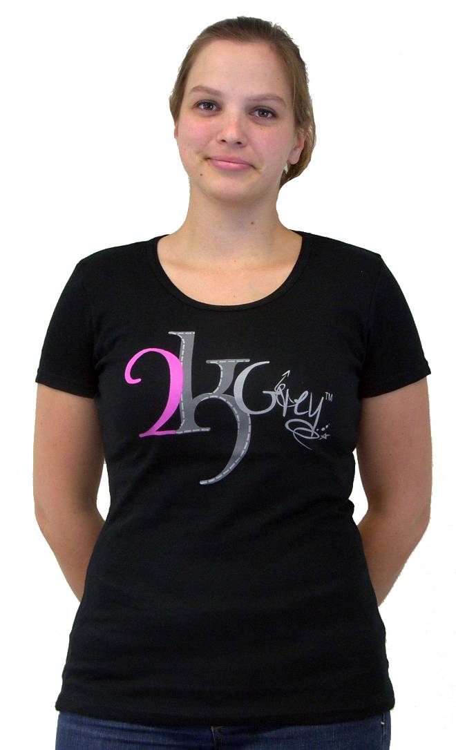 2kGrey Ladies Black Logo Tee Shirt