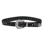2KGrey Ladies Leather Belt with Studs and Crystals