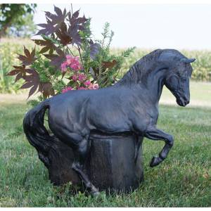 Horse And Flower Sculpted Pot