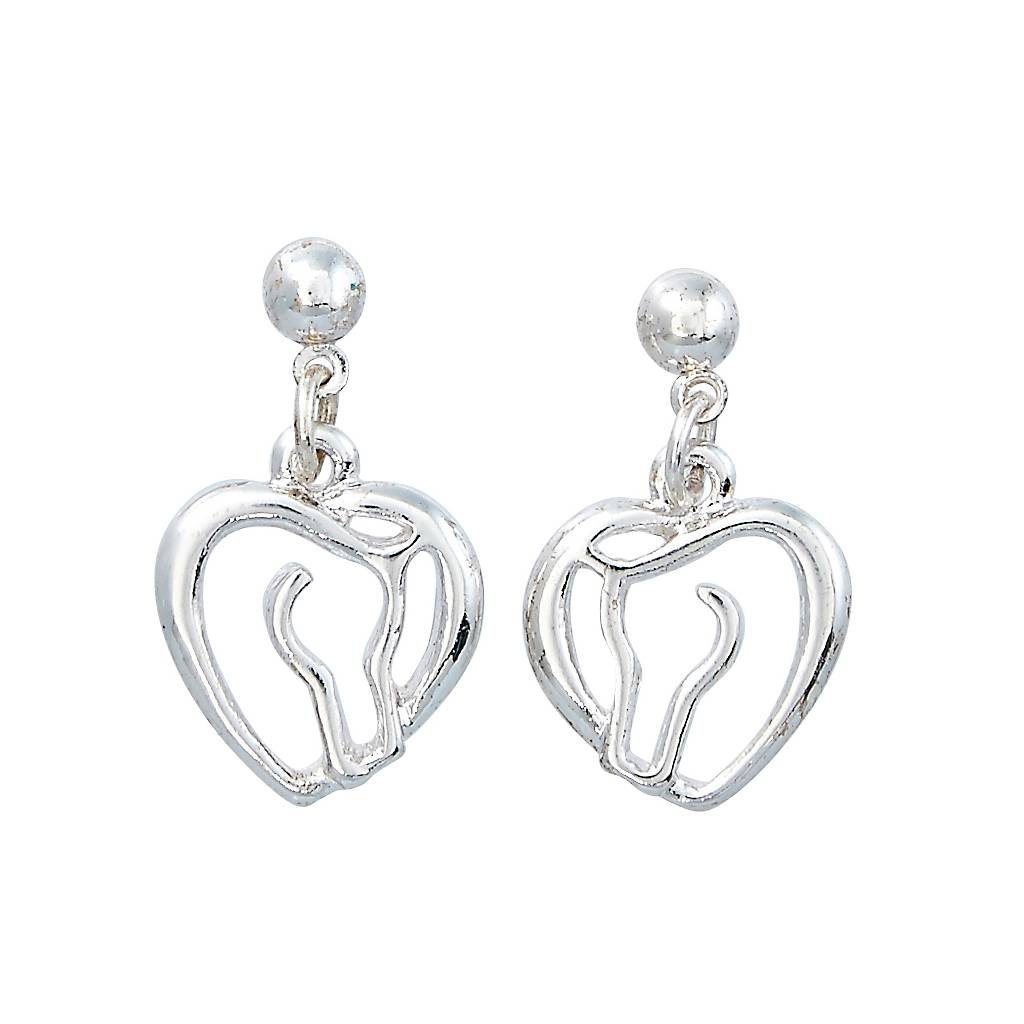 AWST Int'l Horse Head Heart Earrings with Horse Head Gift Box