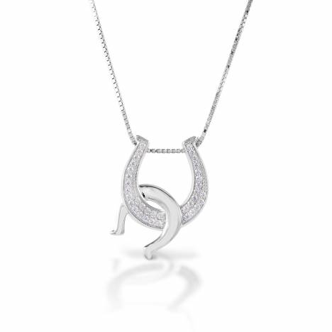Kelly Herd Clear Double Horseshoe Necklace - Sterling Silver