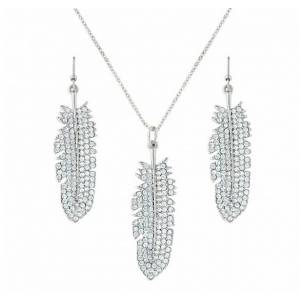 Montana Silversmiths Glittered Feather Cubic Zirconia Jewelry Set