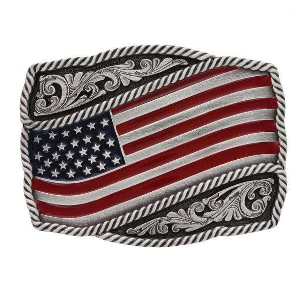 Montana Silversmiths Classic Painted American Flag Attitude Buckle
