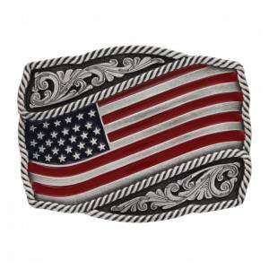 Montana Silversmiths Classic Painted American Flag Attitude Buckle