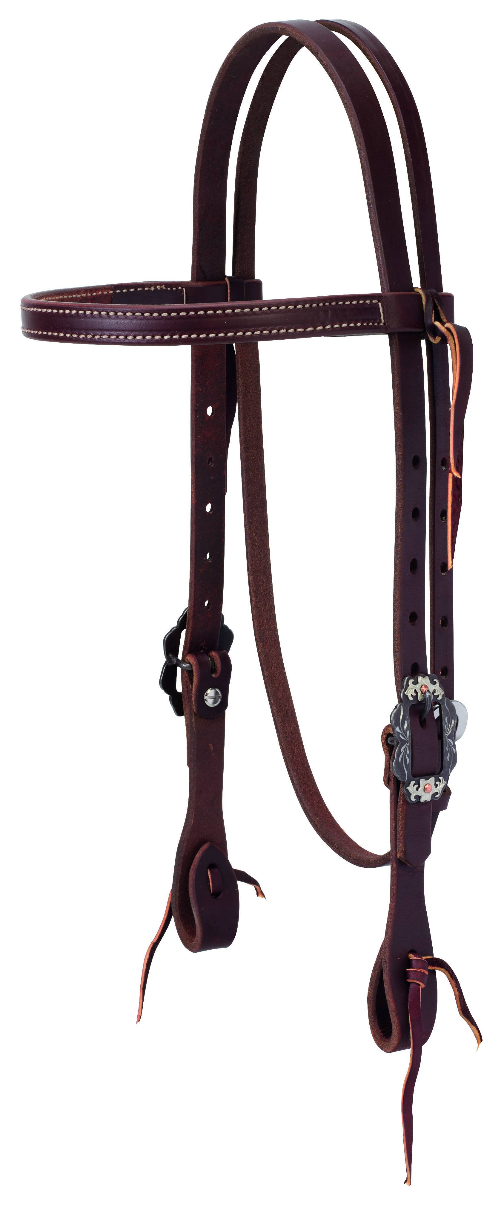Weaver Working Tack Straight Browband Headstall - Buffed Brown Hardware