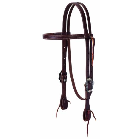 Weaver Working Tack Straight Browband Headstall - Buffed Brown Hardware