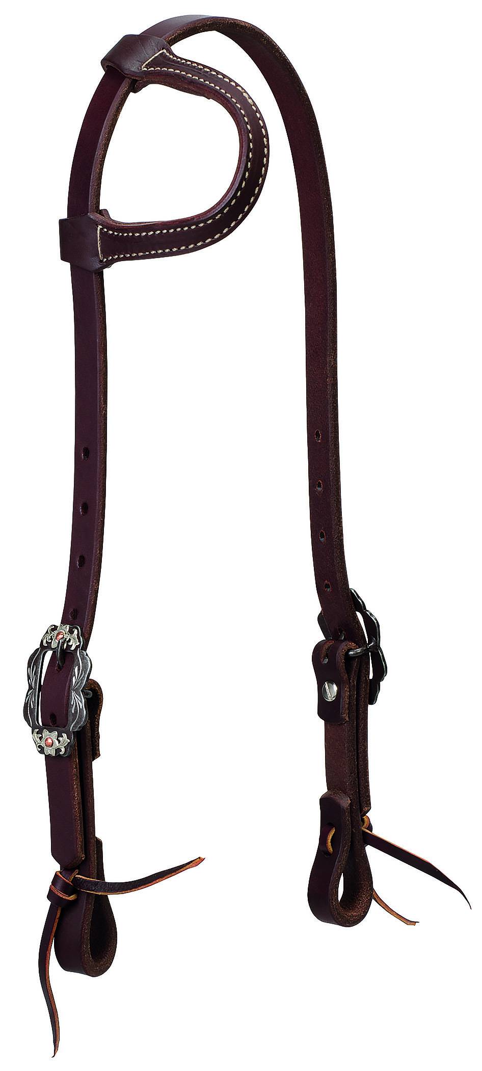 Weaver Working Tack Sliding Ear Headstall - Buffed Brown Hardware