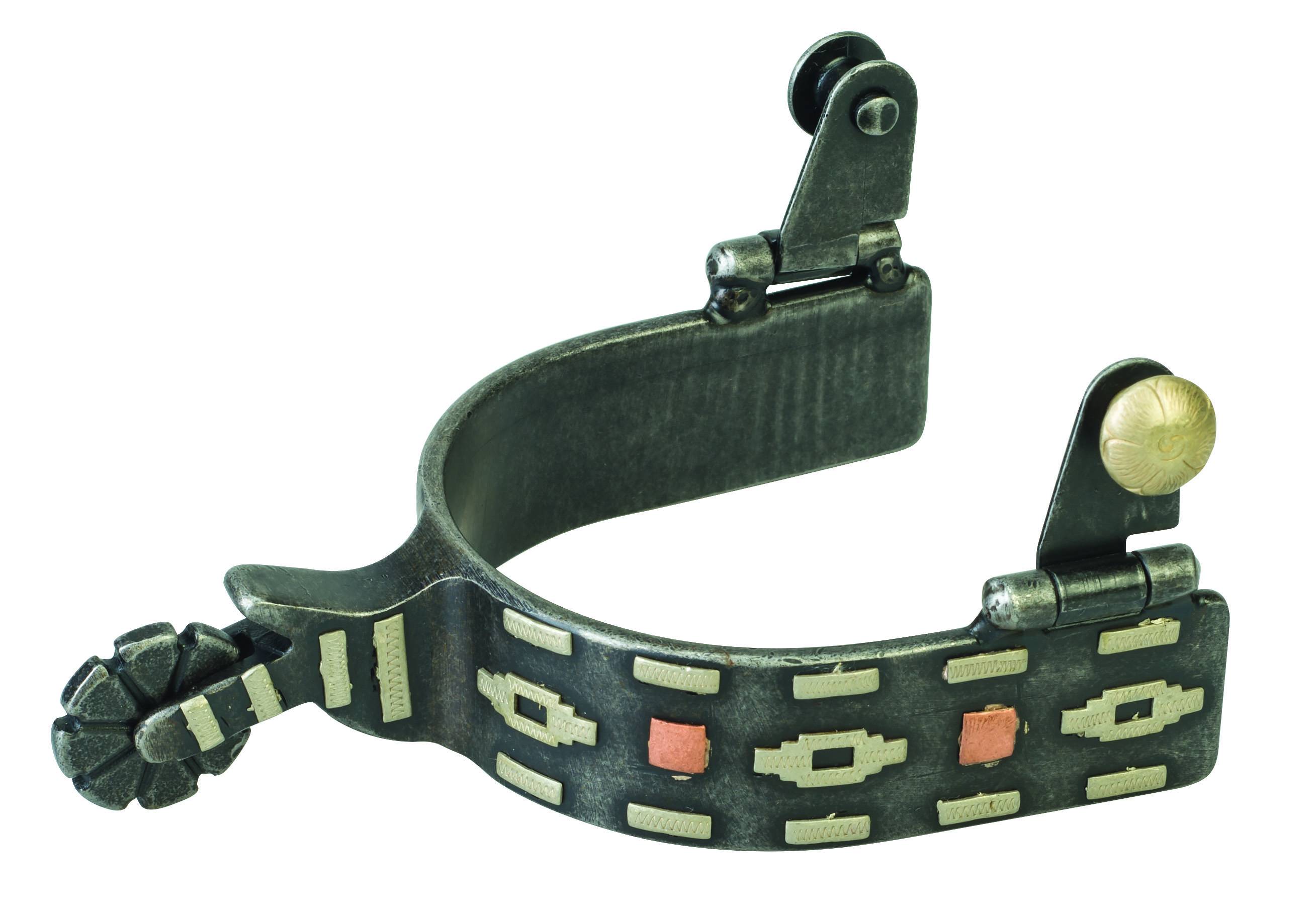 Weaver Mens German Silver Aztec Trim And Copper Dots Spur
