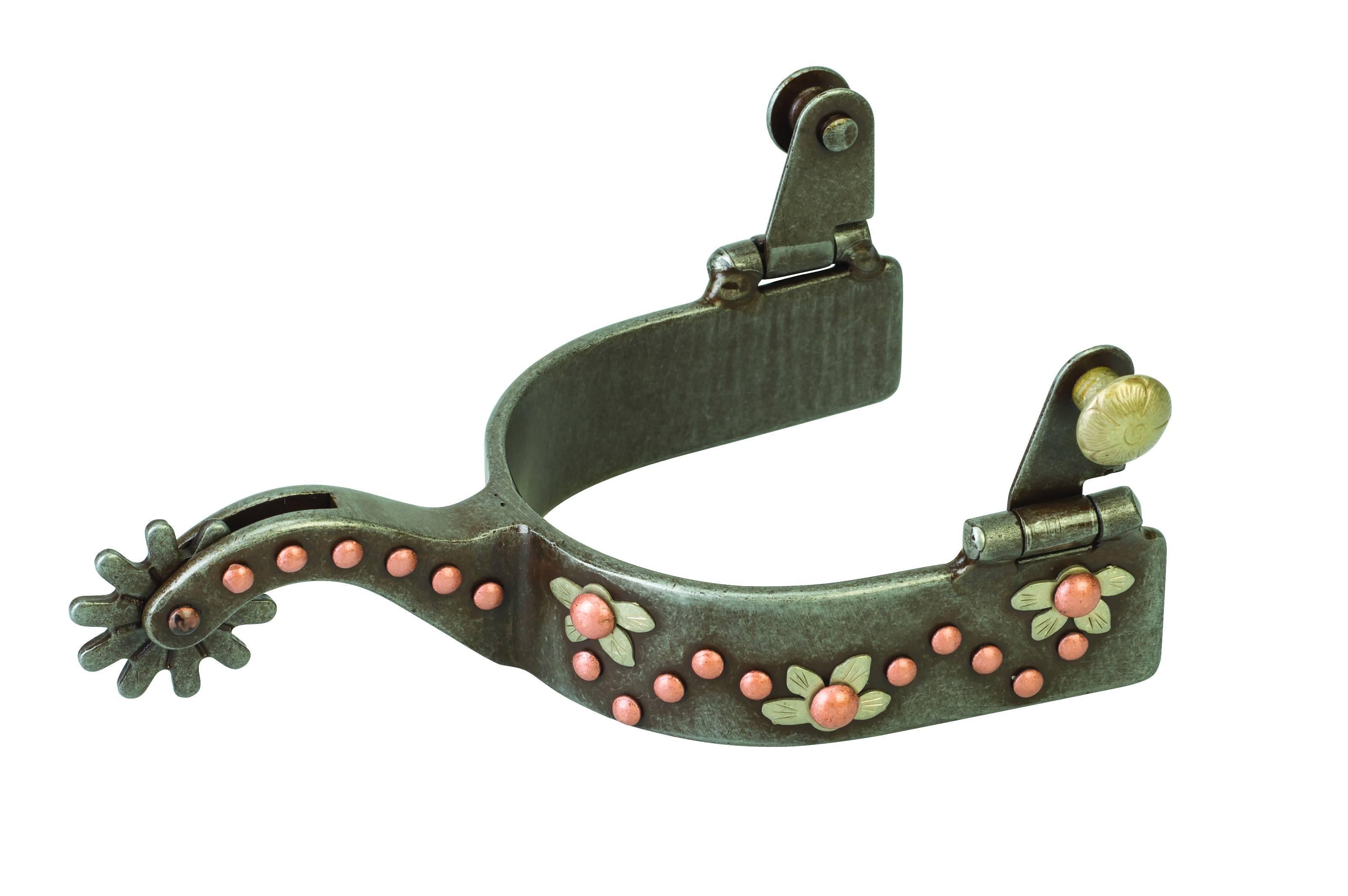 Weaver Mens German Silver Floral Trim And Copper Dots Spur