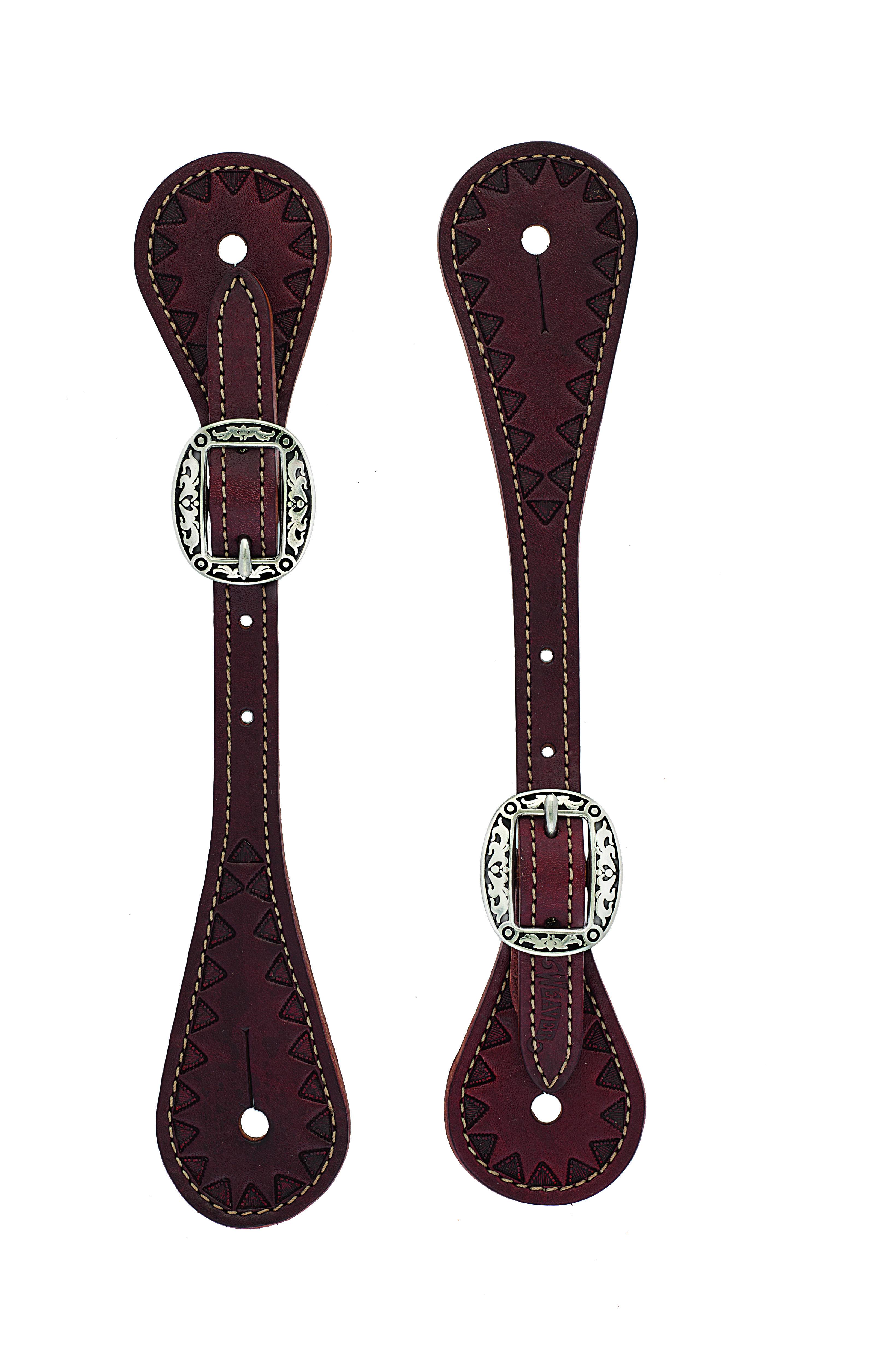 Weaver Youth Hand Tooled Triangle Border Spur Straps