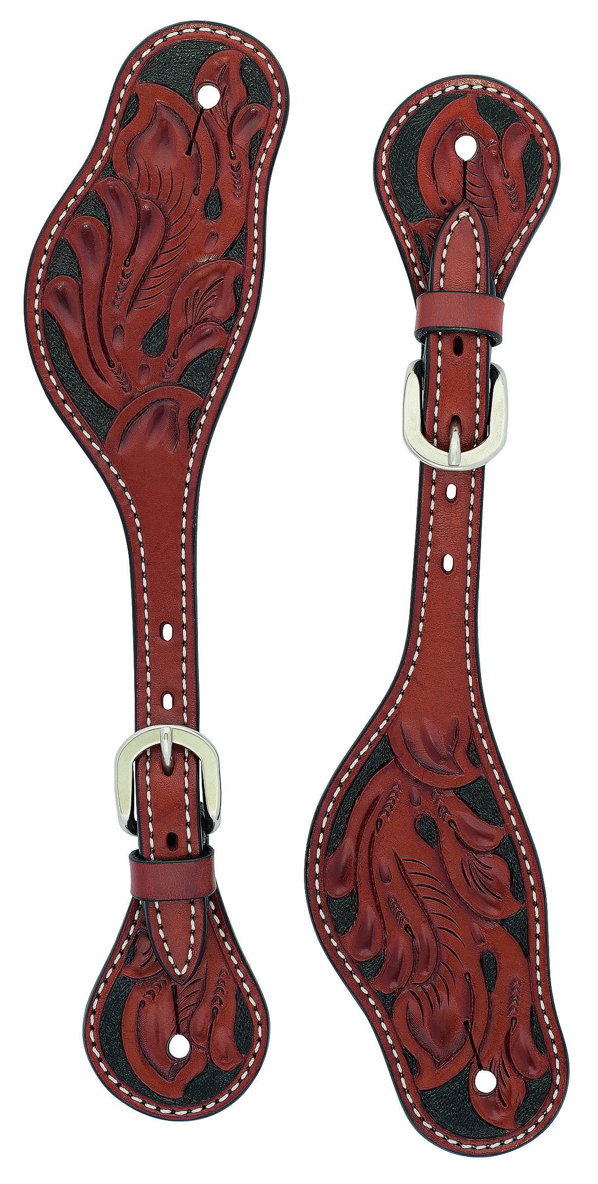 Weaver Mens Cross Floral Carved Spur Straps