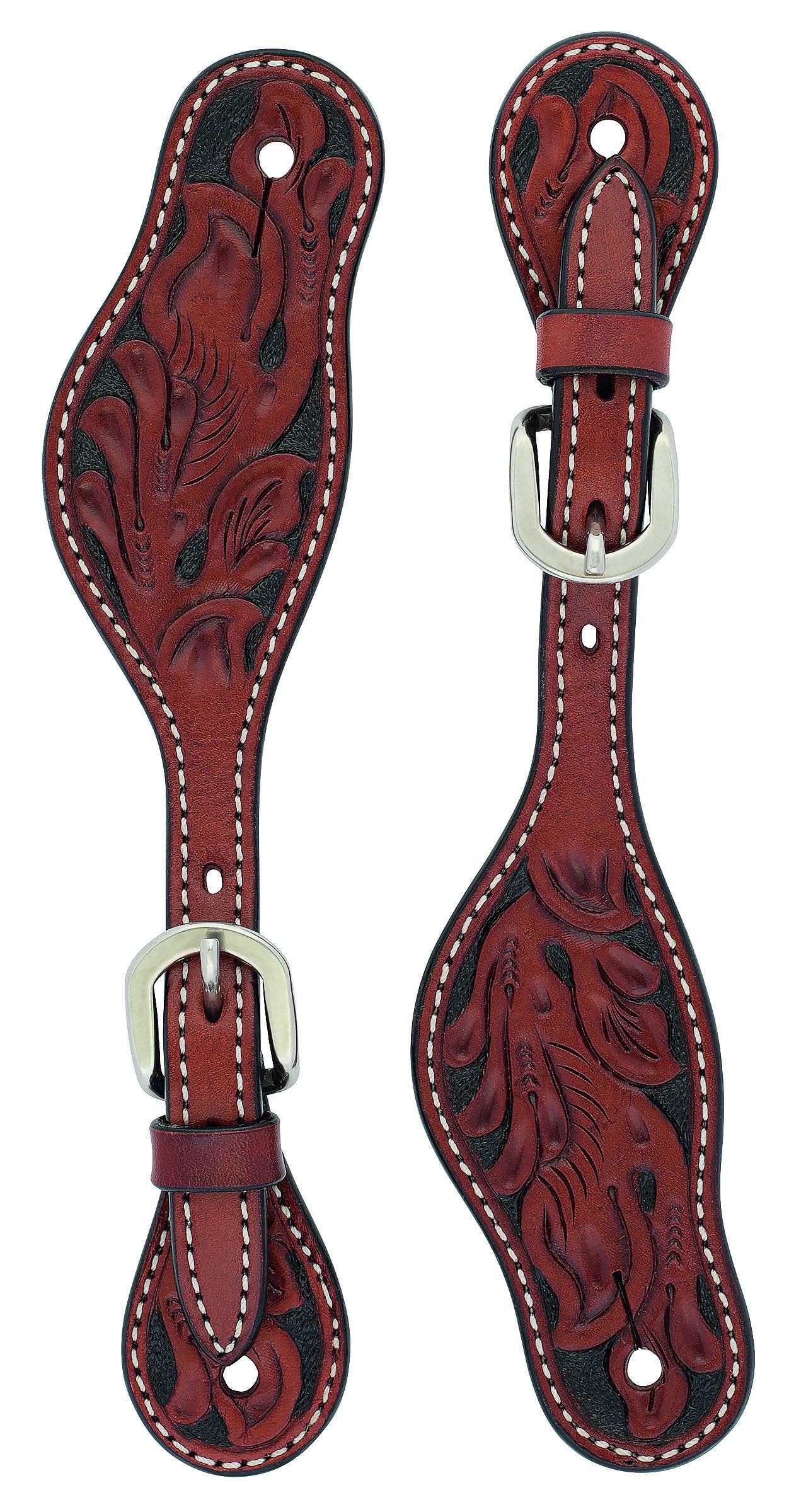 Weaver Ladies Cross Floral Carved Spur Straps