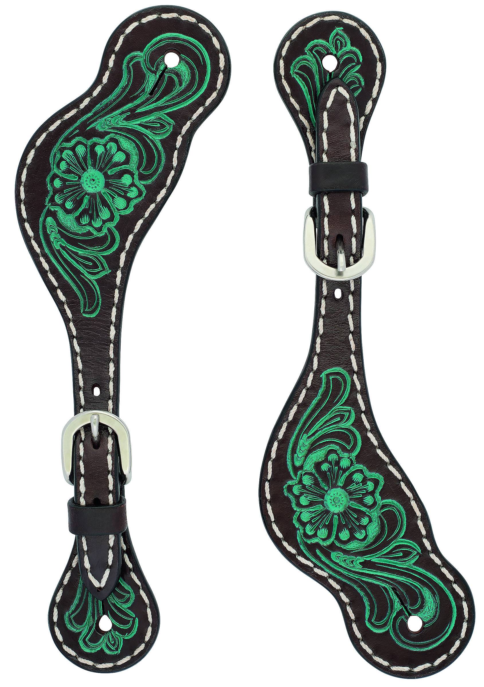 Weaver Ladies Cross Carved Flower Spur Straps